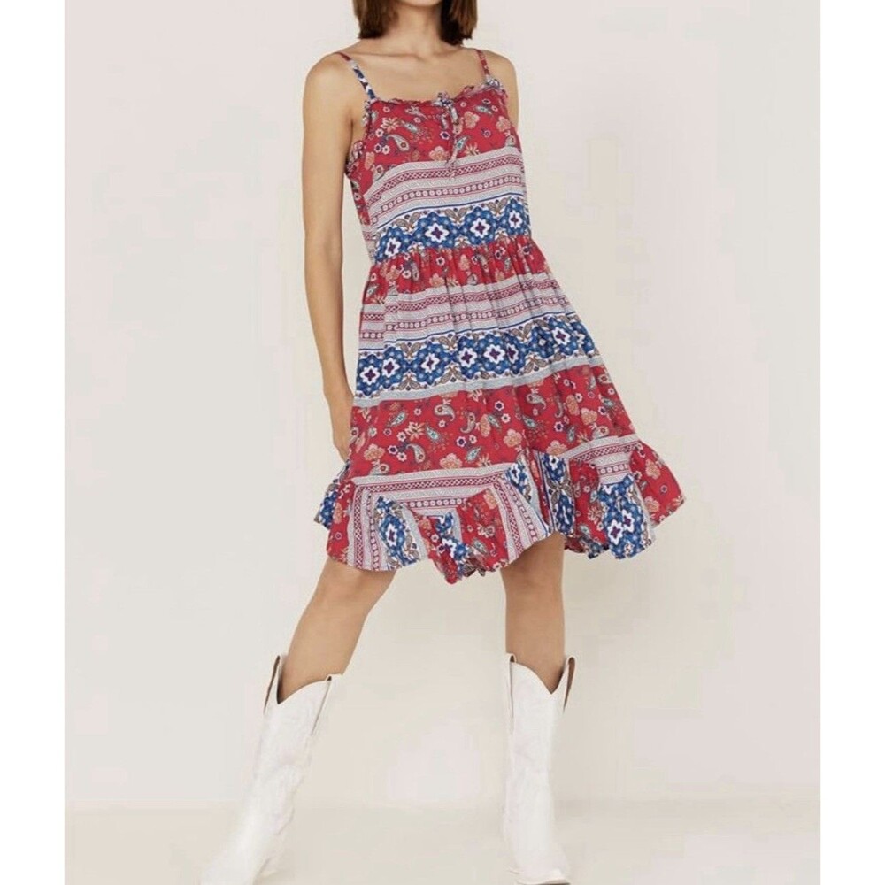 Wrangler Retro Strappy Western Swing Paisley Print Dress Size Medium BX4123